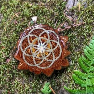 Opal flower of life pinecone necklace